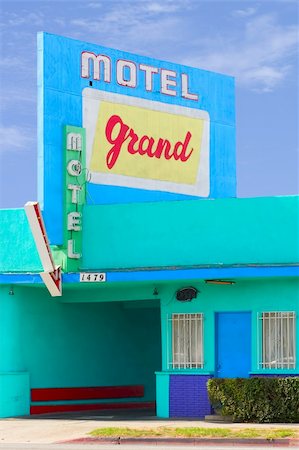 stopover - Building of "Grand motel" on La Cienega Blvd, Los Angeles, California, Foto de stock - Super Valor sin royalties y Suscripción, Código: 400-04435484