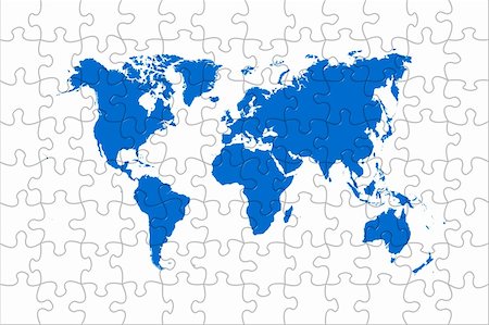 simsearch:400-04865676,k - High quality puzzle world map image over a white background Fotografie stock - Microstock e Abbonamento, Codice: 400-04435521