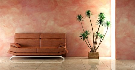 simsearch:400-03964208,k - 3d interior in pink colour with modern couch Stockbilder - Microstock & Abonnement, Bildnummer: 400-04435900