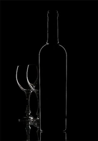 simsearch:400-05286682,k - Wine  glasses and bottle contour Stock Photo - Budget Royalty-Free & Subscription, Code: 400-04435927