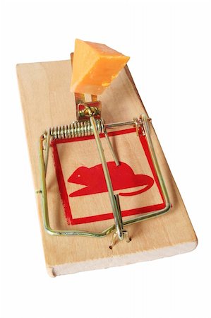 simsearch:400-03992981,k - Isolated wooden mousetrap with cheese bait; includes clipping path Stock Photo - Budget Royalty-Free & Subscription, Code: 400-04435944