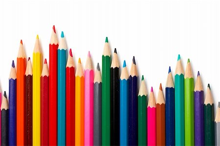 simsearch:400-03947012,k - Assortment of coloured pencils with shadow on white background Stock Photo - Budget Royalty-Free & Subscription, Code: 400-04436071