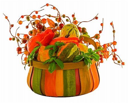 simsearch:400-05265311,k - Fall Harvest ~ Pumpkins & Squash in Basket with Fall Berries ~ Includes Clipping Path Foto de stock - Super Valor sin royalties y Suscripción, Código: 400-04436442