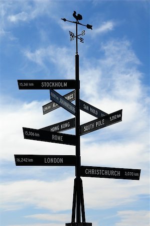 Sign Post with international cities Fotografie stock - Microstock e Abbonamento, Codice: 400-04436520