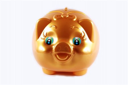 simsearch:400-07574972,k - Gold pig isolated on white Stock Photo - Budget Royalty-Free & Subscription, Code: 400-04436838
