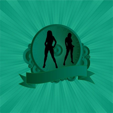 A contempary shield with two sexy women on a green background Stock Photo - Budget Royalty-Free & Subscription, Code: 400-04436910