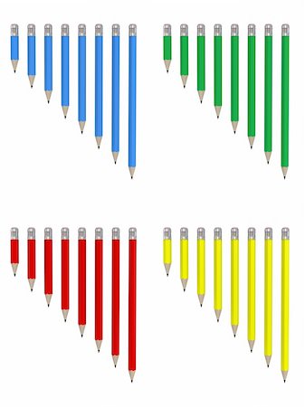 A selection of pencils to be used as design components. Cut out the length and colour you need for your design Photographie de stock - Aubaine LD & Abonnement, Code: 400-04438269