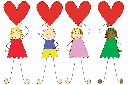 simsearch:400-08403591,k - Group of four cartoon children Stock Photo - Budget Royalty-Free & Subscription, Code: 400-04438337