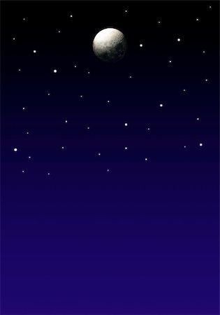 stars in black night sky - Illustration of a night sky with realistic moon. Stock Photo - Budget Royalty-Free & Subscription, Code: 400-04438474
