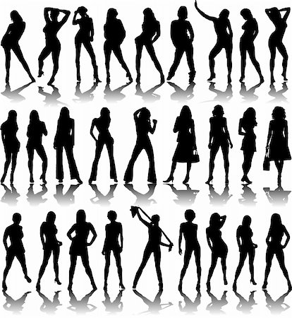 A collection of sexy ladies illustrated with drop shadows Stock Photo - Budget Royalty-Free & Subscription, Code: 400-04438908