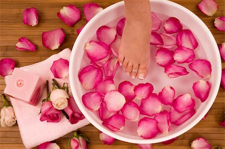 Spa Treatment with aromatic roses, petals, and candle Stock Photo - Budget Royalty-Free & Subscription, Code: 400-04430737