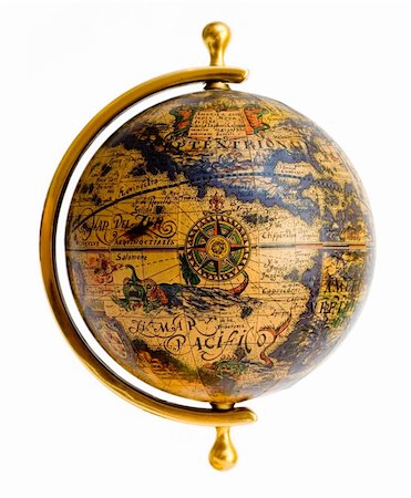 simsearch:859-03039351,k - Old style globe isolated on white background Photographie de stock - Aubaine LD & Abonnement, Code: 400-04430798