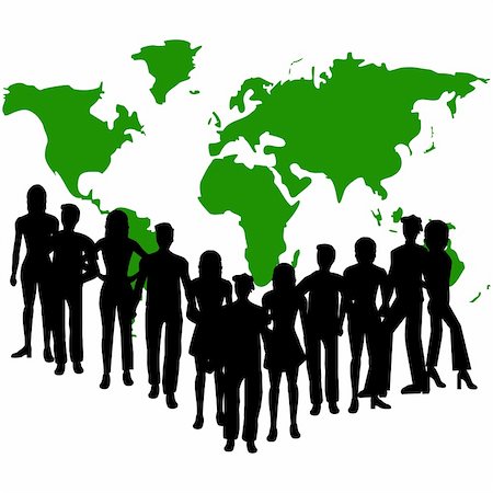 simsearch:400-03911285,k - Silhouettes of people and a map of the world Stock Photo - Budget Royalty-Free & Subscription, Code: 400-04432454