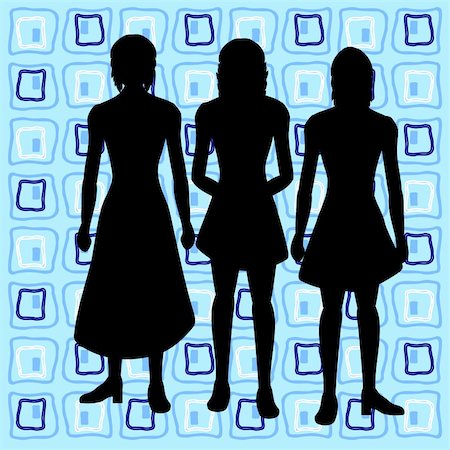 simsearch:400-03911285,k - Silhouettes of women with retro background Stock Photo - Budget Royalty-Free & Subscription, Code: 400-04432451