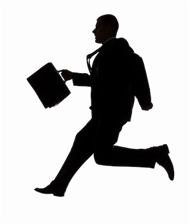 sprint executive - isolated on white silhouette of running businessman Stock Photo - Budget Royalty-Free & Subscription, Code: 400-04432772