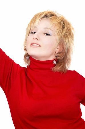 simsearch:400-05348542,k - beautiful young blond girl in red. isolated on white. Photographie de stock - Aubaine LD & Abonnement, Code: 400-04433028
