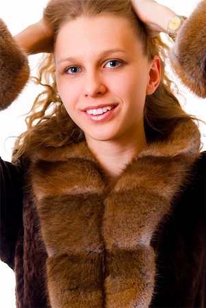 simsearch:400-04451447,k - Girl in fur coat isolated on white background Stock Photo - Budget Royalty-Free & Subscription, Code: 400-04433083