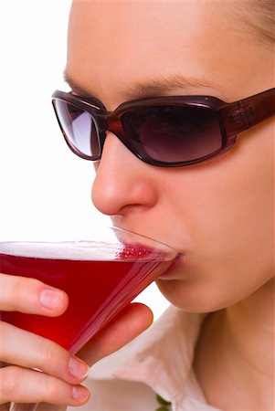 simsearch:400-03955325,k - Girl with drink isolated on white background Stock Photo - Budget Royalty-Free & Subscription, Code: 400-04433488