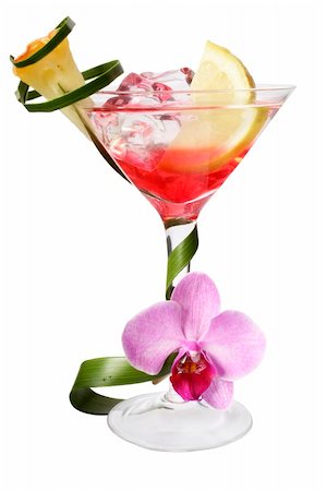 Tropical cocktail with orchid isolated over white Foto de stock - Royalty-Free Super Valor e Assinatura, Número: 400-04433631