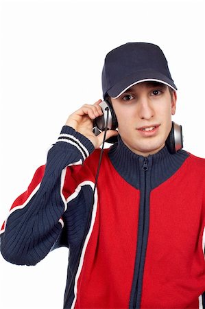 Disc jockey with headphones on white background Stock Photo - Budget Royalty-Free & Subscription, Code: 400-04433784