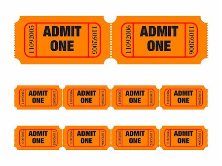 simsearch:400-05369413,k - Admit one tickets. Easy to edit colors and numbers. Vector Illustration Photographie de stock - Aubaine LD & Abonnement, Code: 400-04444045