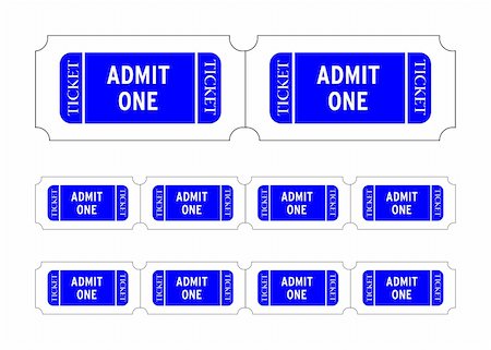 simsearch:400-05369413,k - Admit one tickets. Easy to edit colors and numbers. Vector Illustration Photographie de stock - Aubaine LD & Abonnement, Code: 400-04444046