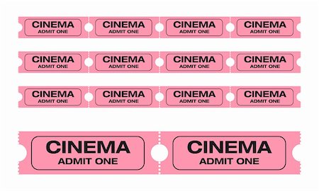 simsearch:400-05369413,k - Cinema admit one tickets. Easy to edit colors. Vector Illustration Photographie de stock - Aubaine LD & Abonnement, Code: 400-04444048