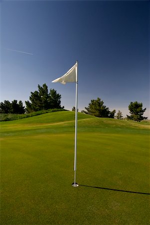 simsearch:400-03975619,k - Image of a flag blowing in the wind on golfing green and deep blue sky Stock Photo - Budget Royalty-Free & Subscription, Code: 400-04444512