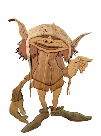A wooden Goblin isolated on white with a clipping path Stock Photo - Budget Royalty-Free & Subscription, Code: 400-04444633