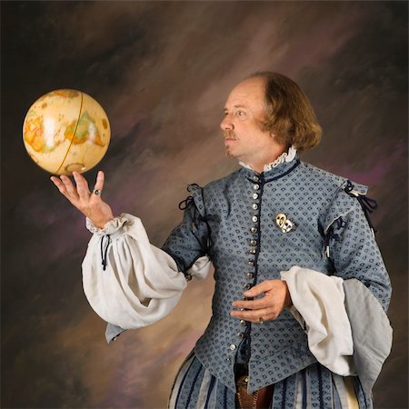 William Shakespeare in period clothing holding spinning globe. Stock Photo - Budget Royalty-Free & Subscription, Code: 400-04445190