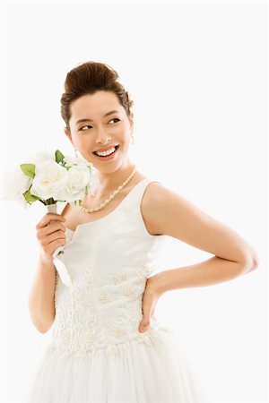 simsearch:400-04950359,k - Portrait of Asian bride with bouquet. Stock Photo - Budget Royalty-Free & Subscription, Code: 400-04445240