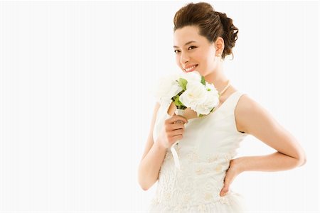 simsearch:400-04950359,k - Portrait of Asian bride with bouquet. Stock Photo - Budget Royalty-Free & Subscription, Code: 400-04445241