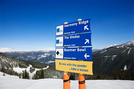 ski trail - Ski resort trail direction signs. Stock Photo - Budget Royalty-Free & Subscription, Code: 400-04446127