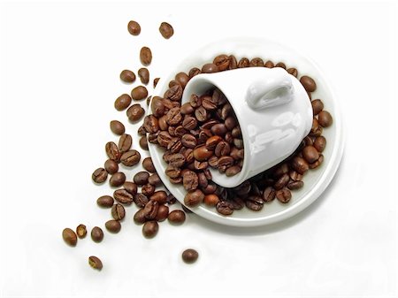 pictures of coffee beans and berry - Fresh coffee beans and ceramic coffee cup Foto de stock - Super Valor sin royalties y Suscripción, Código: 400-04446727
