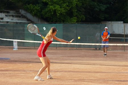 simsearch:400-08755898,k - blond girl playing tennis on the open court Stock Photo - Budget Royalty-Free & Subscription, Code: 400-04447343