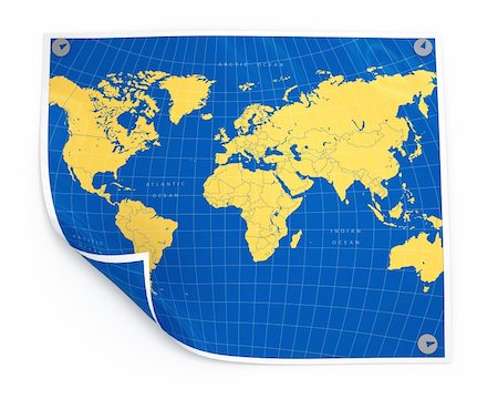 Paper sheet with world map isolated illustration Foto de stock - Super Valor sin royalties y Suscripción, Código: 400-04447949