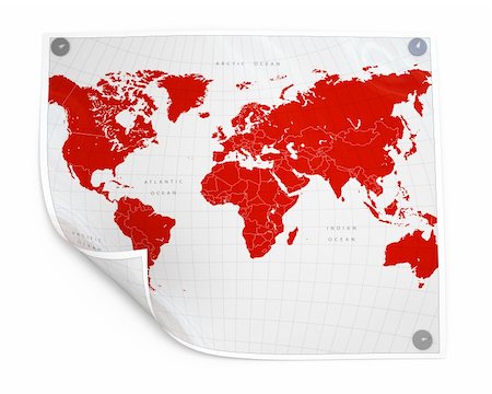 Paper sheet with world map isolated illustration Foto de stock - Super Valor sin royalties y Suscripción, Código: 400-04447952