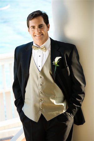 Portrait of Caucasian mid-adult groom in tuxedo smiling. Stock Photo - Budget Royalty-Free & Subscription, Code: 400-04448926