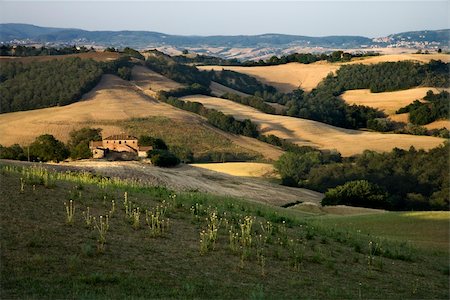 simsearch:400-03923721,k - Rolling hills and building in countryside in Tuscany, Italy. Stock Photo - Budget Royalty-Free & Subscription, Code: 400-04449433