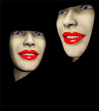 simsearch:400-04520503,k - An image of a close up of two ladys heads both with red make up on their lips Stock Photo - Budget Royalty-Free & Subscription, Code: 400-04449613