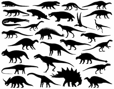 Collection of vector outlines of dinosaurs Stock Photo - Budget Royalty-Free & Subscription, Code: 400-04440257
