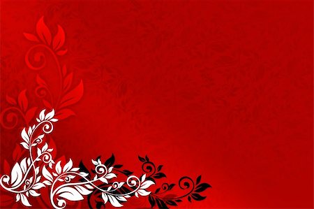 Red floral background with black and white ornaments Stock Photo - Budget Royalty-Free & Subscription, Code: 400-04440258