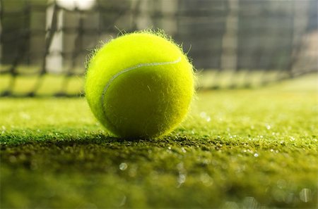 macro photo of green tennis ball on ground Stock Photo - Budget Royalty-Free & Subscription, Code: 400-04440345