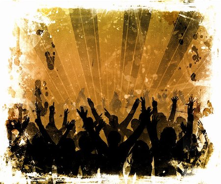 Silhouette of an audience on a grunge background Stock Photo - Budget Royalty-Free & Subscription, Code: 400-04440546
