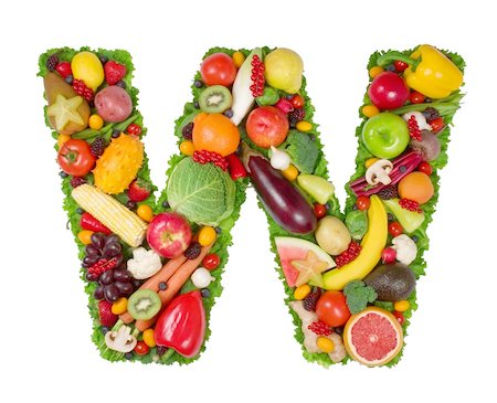 simsearch:400-04688188,k - Letter made of fresh fruits and vegetables isolated on white Foto de stock - Super Valor sin royalties y Suscripción, Código: 400-04440655