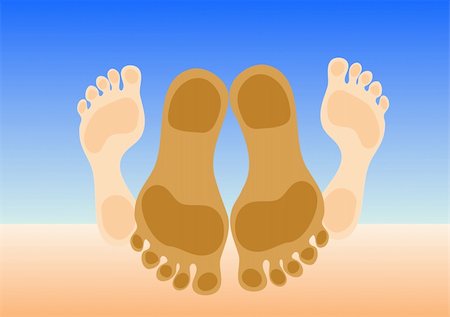 Feet of couple making love on beach sand. Vector illustration Stock Photo - Budget Royalty-Free & Subscription, Code: 400-04440881