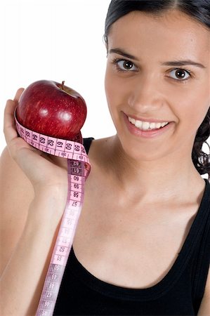 girl, apple and measuring tape Stock Photo - Budget Royalty-Free & Subscription, Code: 400-04441974