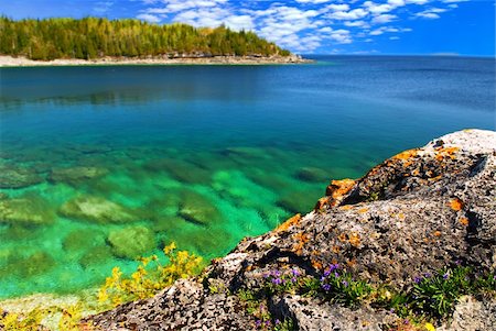 Beautiful view of a scenic lake with clear water. Georgian Bay, Canada. Stockbilder - Microstock & Abonnement, Bildnummer: 400-04443976