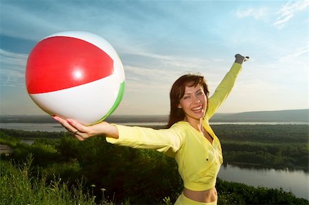 simsearch:400-04450996,k - happy young beautiful girl with air ball Stock Photo - Budget Royalty-Free & Subscription, Code: 400-04454170