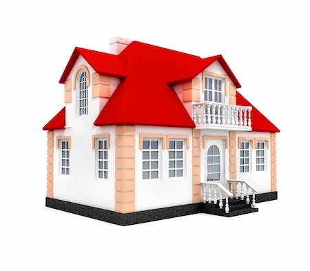 New house isolated 3d model over white background Stock Photo - Budget Royalty-Free & Subscription, Code: 400-04455488